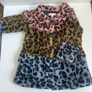 Pink Chicken leopard print faux fur coat